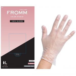Fromm Color Studio Powder Free Vinyl Clear Gloves 100 Pcs - Large #D8022