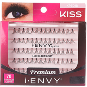Kiss i-ENVY Premium Individual Eyelashes 70 Lashes - Luxe Black Flare Short #KPE01B