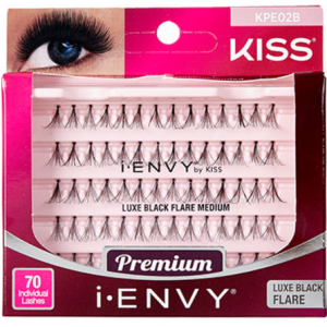 Kiss i-ENVY Premium Individual Eyelashes 70 Lashes - Luxe Black Flare Medium #KPE02B