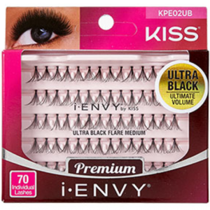 Kiss i-ENVY Premium Individual Eyelashes 70 Lashes - Ultra Black Flare Medium #KPE02UB
