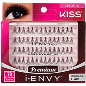 Kiss i-ENVY Premium Individual Eyelashes 70 Lashes - Ultra Black Flare Long #KPE03UB