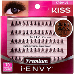 Kiss i-ENVY Premium Individual Eyelashes 70 Lashes - Knot Free Ultra Black Short #KPE04UB