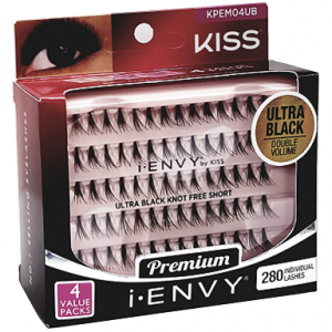 Kiss i-ENVY Premium Individual Eyelashes 70 Lashes 4 Value Packs - U Black Knot Free Short #KPEM04UB