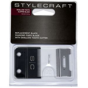 Stylecraft Replacement Black Diamond Fixed Blade with Cutter - Shallow Tooth Clipper Blade #SCCBSS